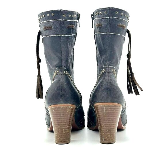 Dingo Leather Boots Studded Grey Tassel Zip Up Country Western Women's Size 10 - Picture 8 of 12